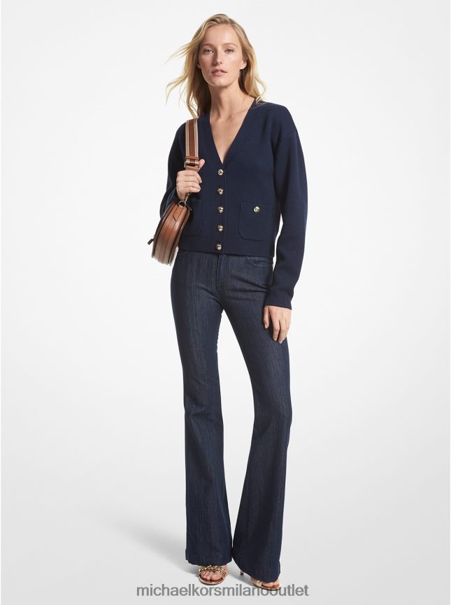 Michael Kors Cardigan in misto lana donne blu notte P06L0L392 vestiario