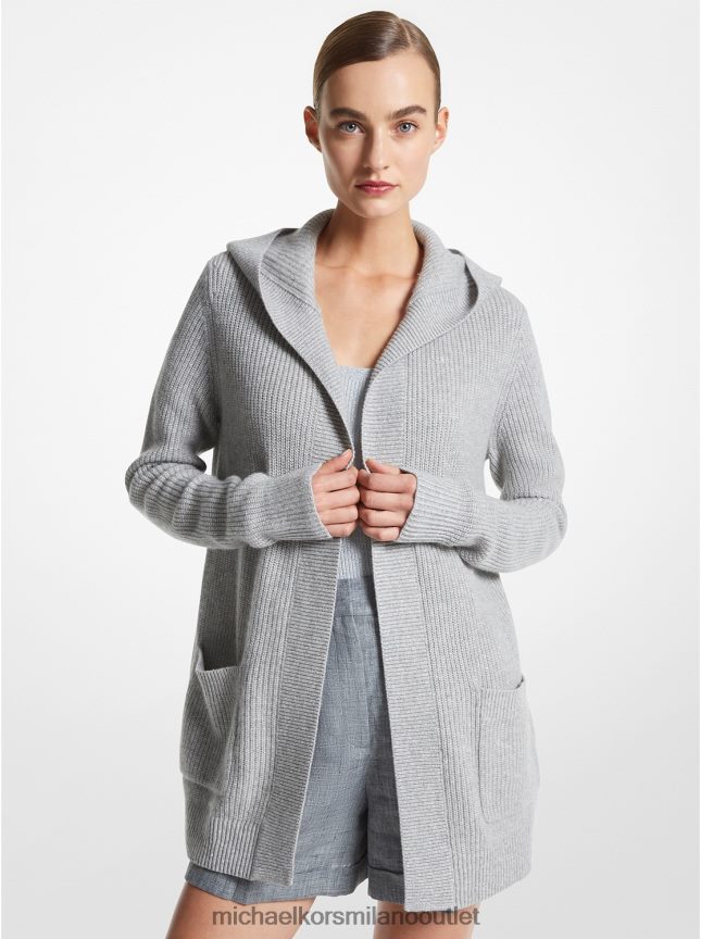 Michael Kors cardigan con cappuccio in misto cashmere e lino della collezione donne grigio perla P06L0L3535 vestiario