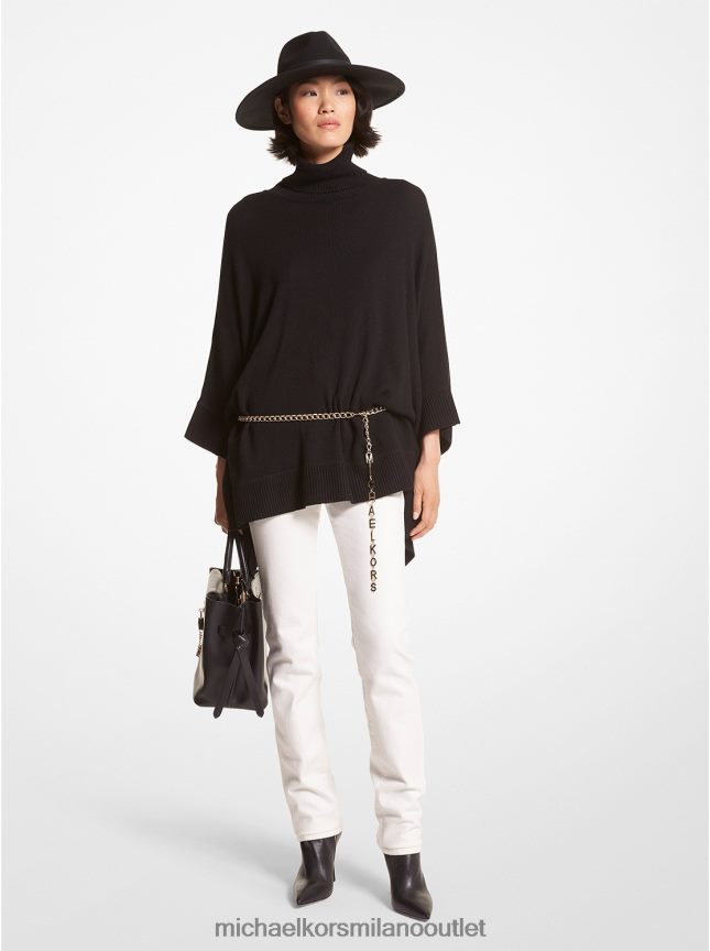 Michael Kors Poncho dolcevita in misto lana donne nero P06L0L425 vestiario