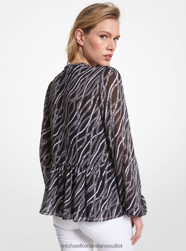 Michael Kors Tunica in georgette con stampa status donne nero P06L0L421 vestiario