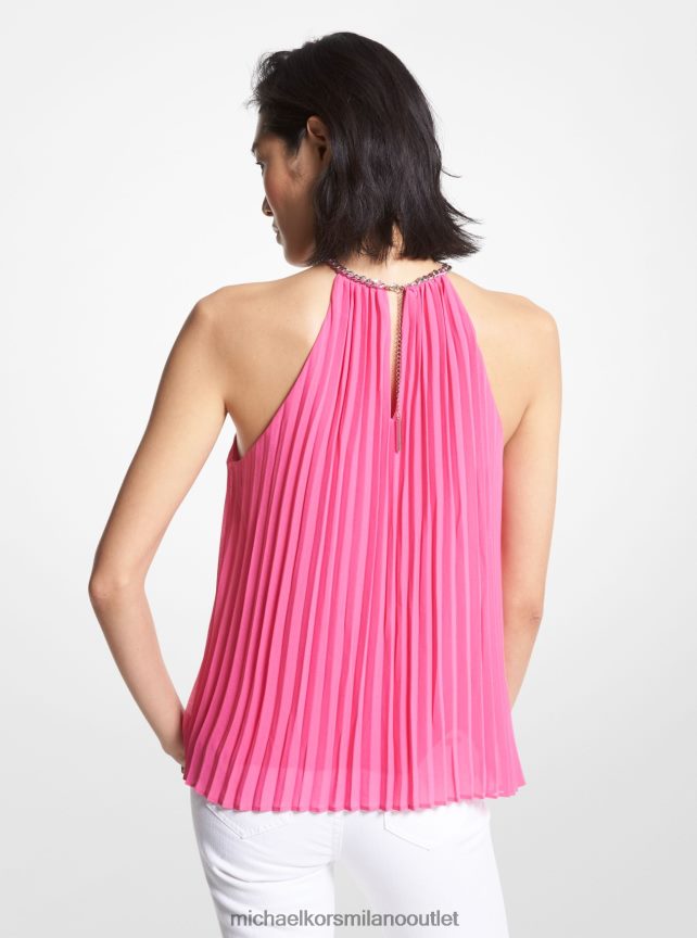 Michael Kors top in georgette plissettato con catena donne rosso ciliegia P06L0L446 vestiario