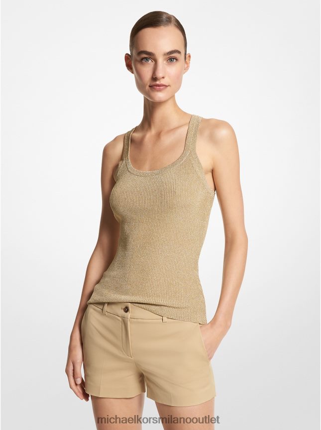 Michael Kors Canotta di collezione in viscosa stretch a coste metallizzate donne oro P06L0L3537 vestiario