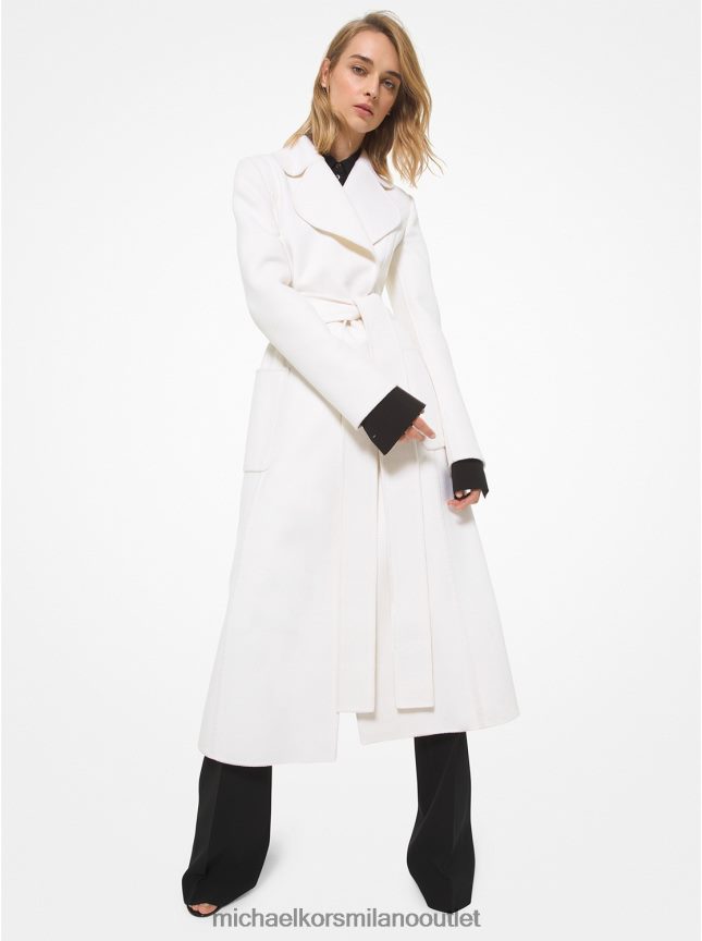 Michael Kors Cappotto con cintura in misto cashgora della collezione donne bianco P06L0L3733 vestiario