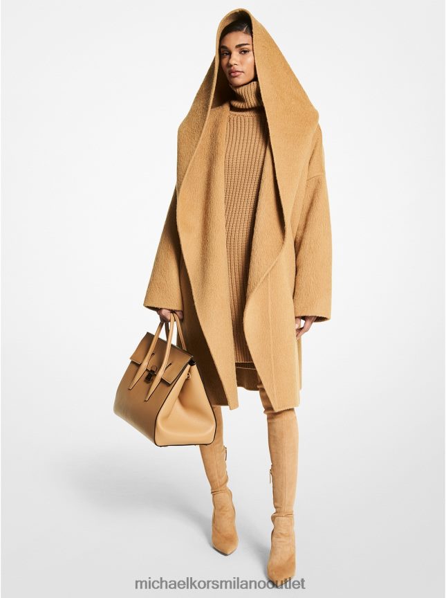 Michael Kors Cappotto della collezione in alpaca double face con cappuccio donne cammello P06L0L3763 vestiario