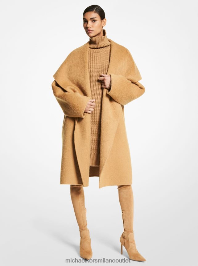 Michael Kors Cappotto della collezione in alpaca double face con cappuccio donne cammello P06L0L3763 vestiario