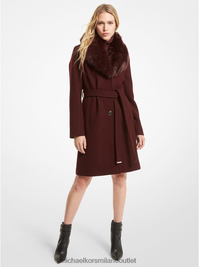Michael Kors Cappotto in misto lana con collo in pelliccia sintetica donne merlot P06L0L245 vestiario