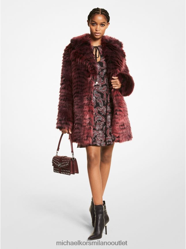 Michael Kors Cappotto in pelliccia sintetica con stampa tigre donne merlot P06L0L305 vestiario