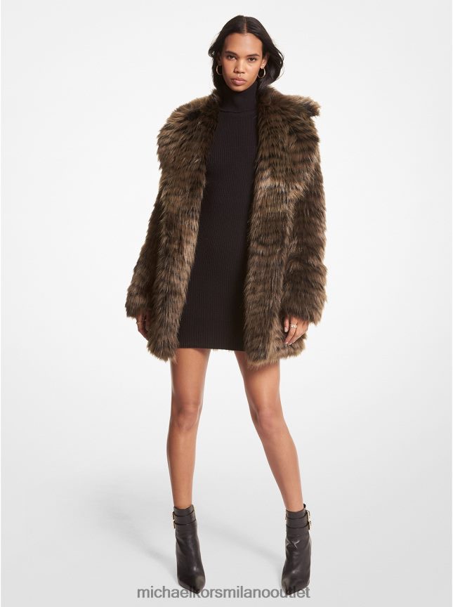 Michael Kors Cappotto in pelliccia sintetica con stampa tigre donne oliva P06L0L307 vestiario