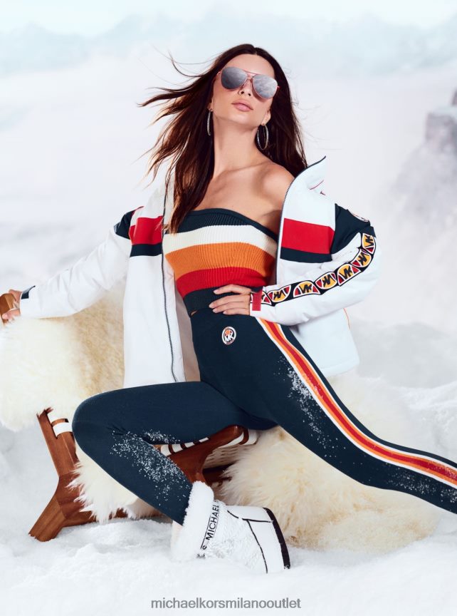 Michael Kors Giacca da sci con cappuccio MK x Ellesse Silverton donne bianco ottico P06L0L273 vestiario