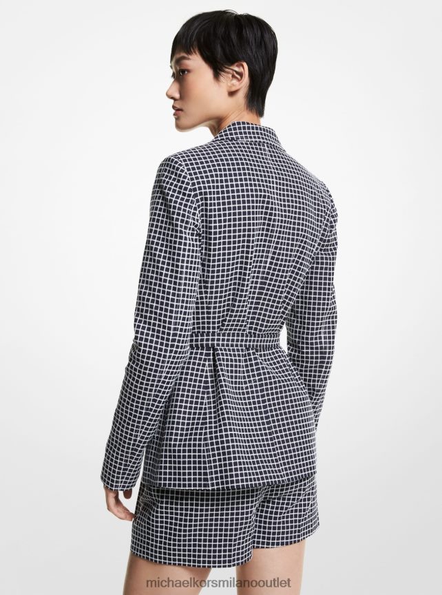 Michael Kors Giacca in misto cotone a quadri donne mdntbl/wht P06L0L360 vestiario