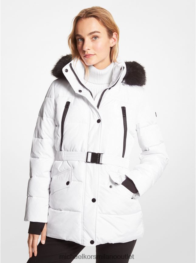 Michael Kors Parka con cintura in cirmolo e finiture in pelliccia sintetica donne bianco P06L0L242 vestiario