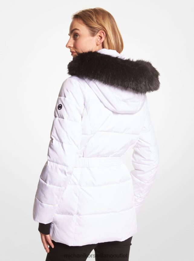 Michael Kors Parka con cintura in cirmolo e finiture in pelliccia sintetica donne bianco P06L0L242 vestiario
