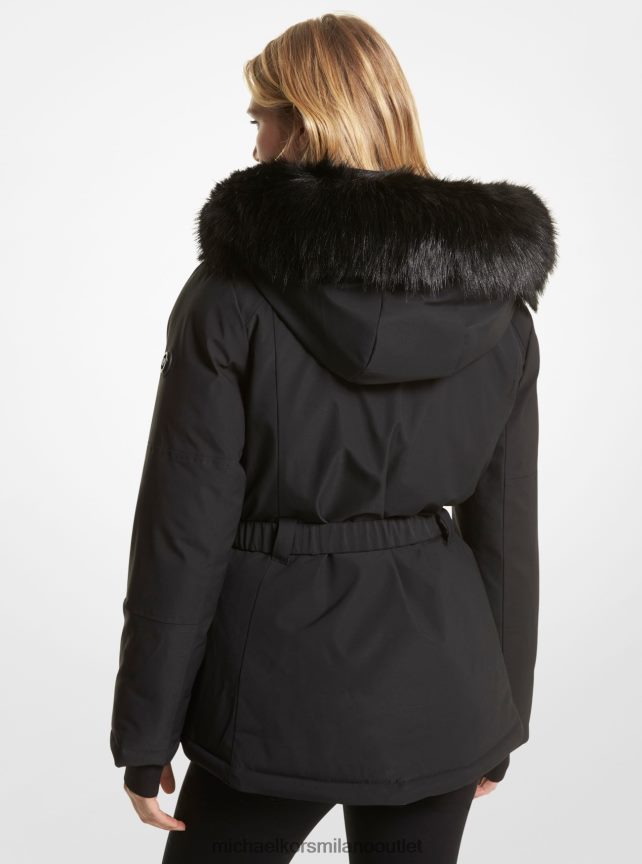 Michael Kors Parka con cintura in cirmolo e finiture in pelliccia sintetica donne nero P06L0L243 vestiario