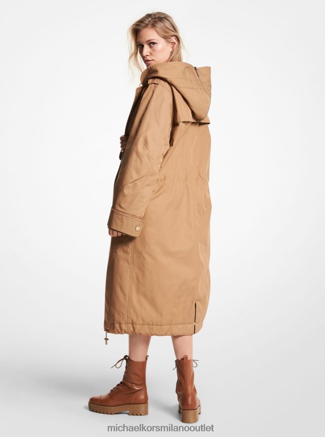 Michael Kors Parka in twill di cotone resistente all'acqua donne cammello scuro P06L0L259 vestiario