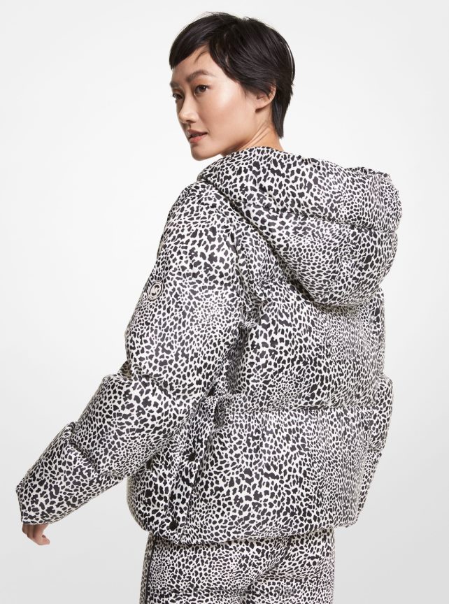 Michael Kors Piumino color ciré trapuntato con stampa animalier donne osso P06L0L320 vestiario