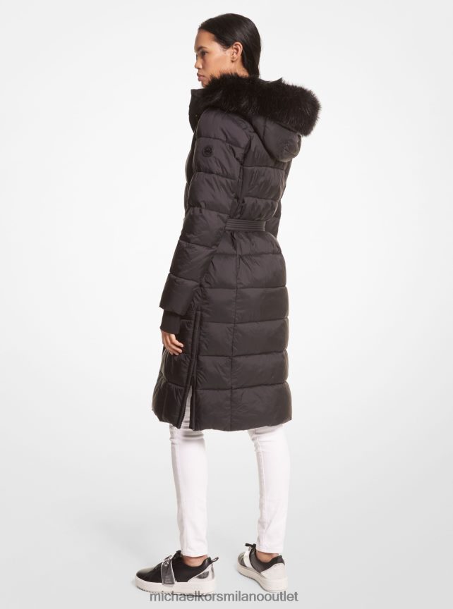 Michael Kors Piumino in nylon trapuntato con cintura donne nero P06L0L295 vestiario
