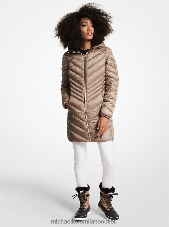 Michael Kors Piumino ripiegabile in nylon trapuntato donne tortora P06L0L347 vestiario