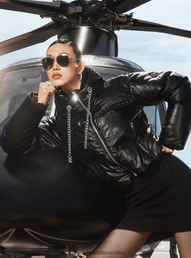 Michael Kors Piumino trapuntato in ecopelle donne nero P06L0L300 vestiario