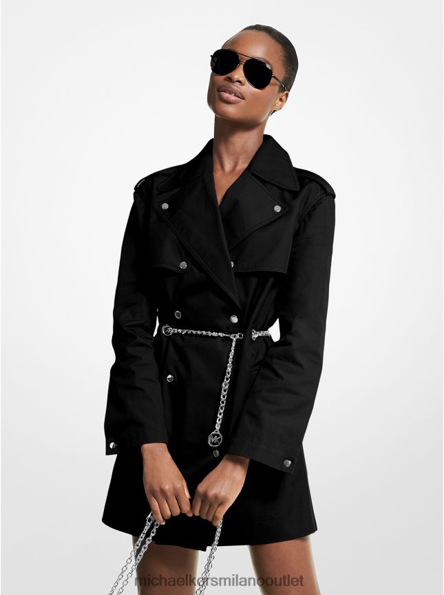 Michael Kors Trench in cotone con finiture a catena donne nero P06L0L351 vestiario