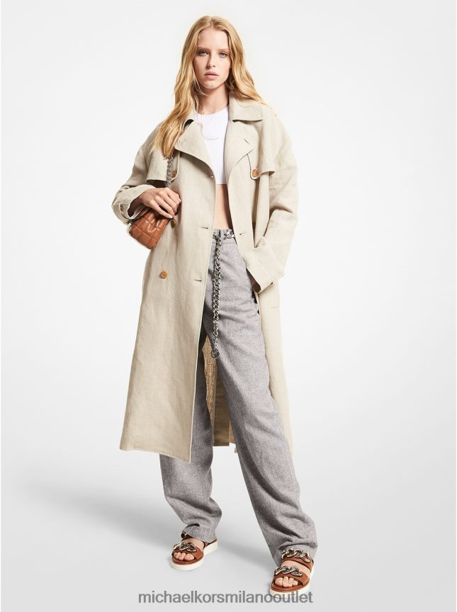 Michael Kors Trench in lino lavato donne canapa P06L0L333 vestiario