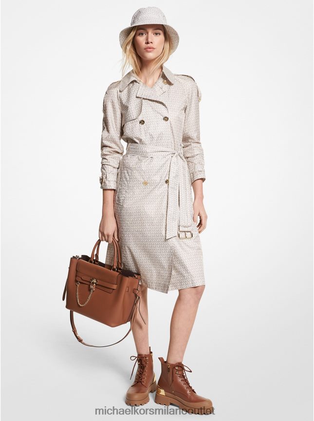 Michael Kors Trench in satin cire con stampa logo donne osso P06L0L274 vestiario