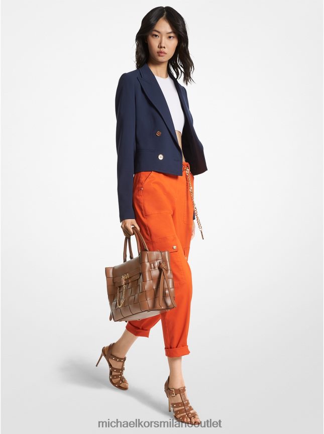 Michael Kors blazer corto in crêpe donne blu notte P06L0L222 vestiario