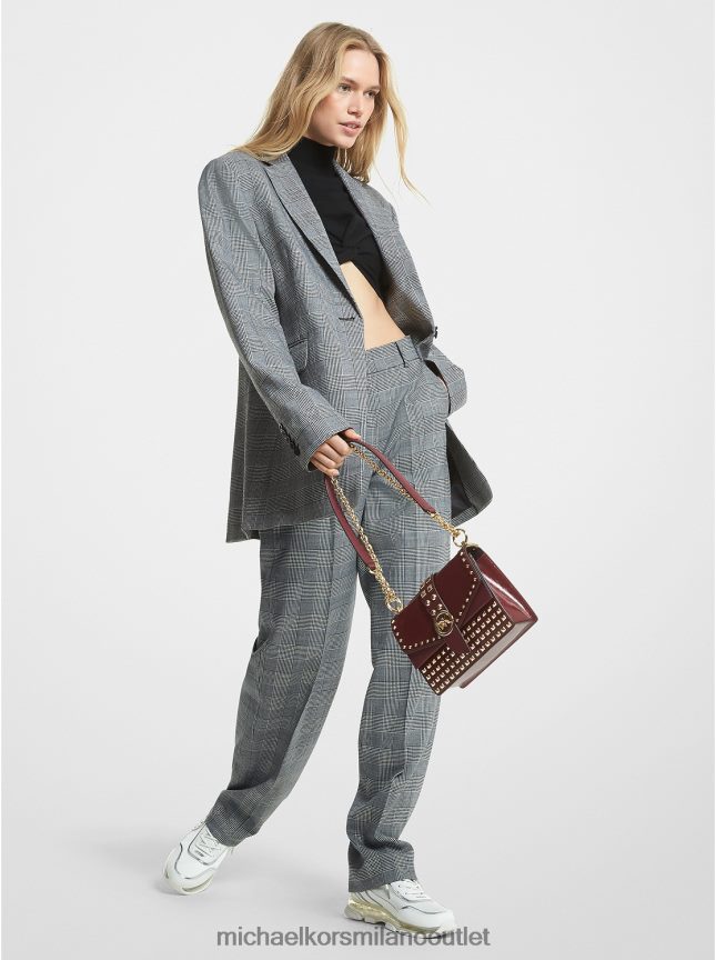 Michael Kors blazer fidanzato in lana stretch a quadri donne nero bianco P06L0L346 vestiario