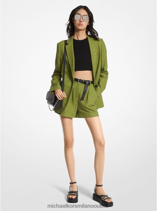 Michael Kors blazer fidanzato in misto lino donne brt limetta P06L0L321 vestiario