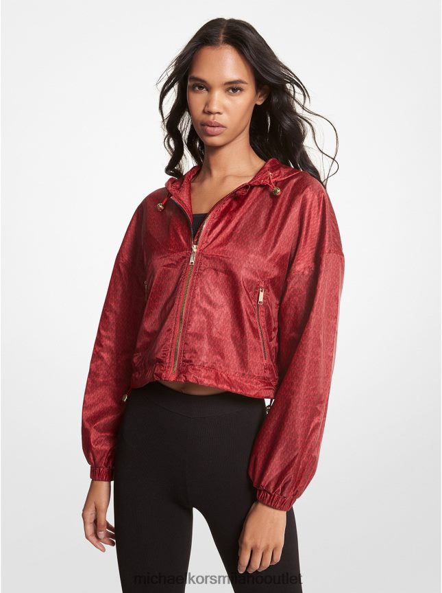 Michael Kors giacca a vento corta in satin cire con logo donne cremisi P06L0L317 vestiario