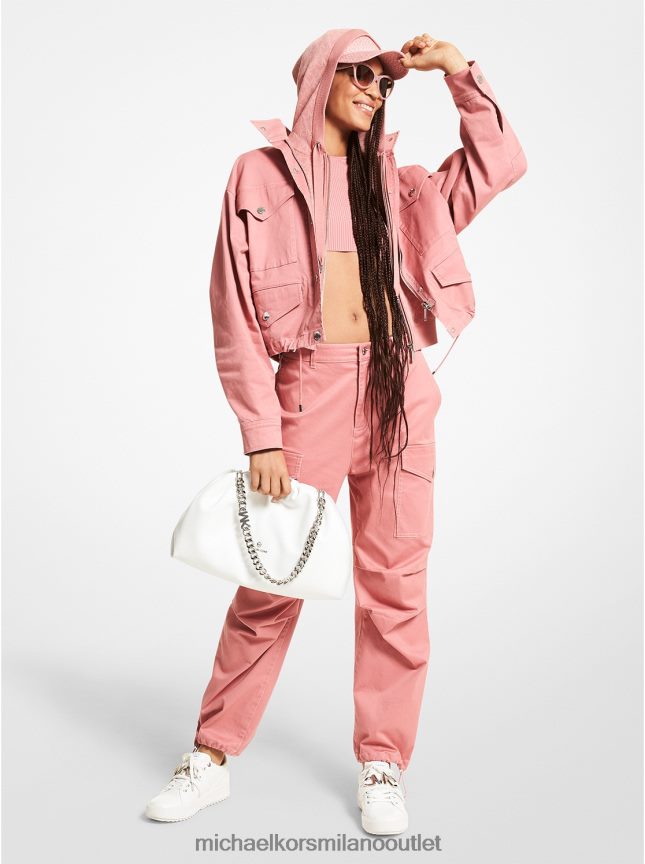 Michael Kors giacca a vento in cotone organico elasticizzato donne rosa polverosa P06L0L334 vestiario