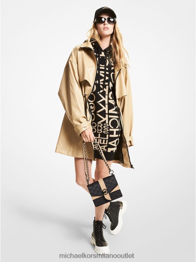 Michael Kors giacca a vento in finta pelle donne cachi P06L0L230 vestiario