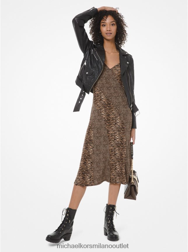 Michael Kors giacca da moto in pelle stropicciata donne nero P06L0L234 vestiario