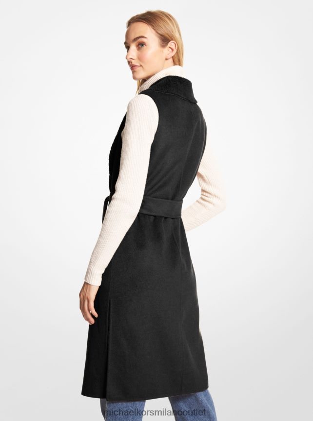 Michael Kors gilet avvolgente in misto lana e sherpa donne nero P06L0L254 vestiario