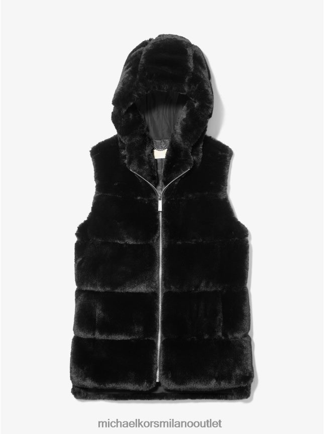 Michael Kors gilet con cappuccio in pelliccia sintetica donne nero P06L0L340 vestiario