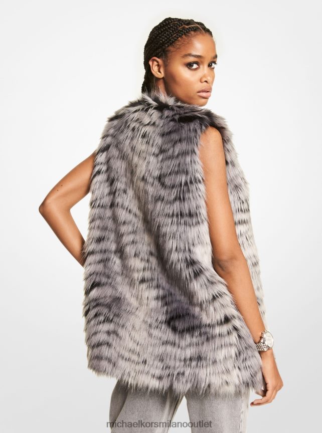 Michael Kors gilet in pelliccia sintetica con stampa tigre donne grigio malachite P06L0L308 vestiario