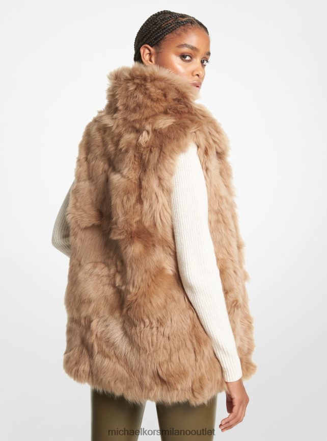 Michael Kors gilet in shearling donne cammello scuro P06L0L278 vestiario