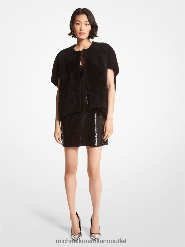 Michael Kors gilet in shearling donne nero P06L0L281 vestiario