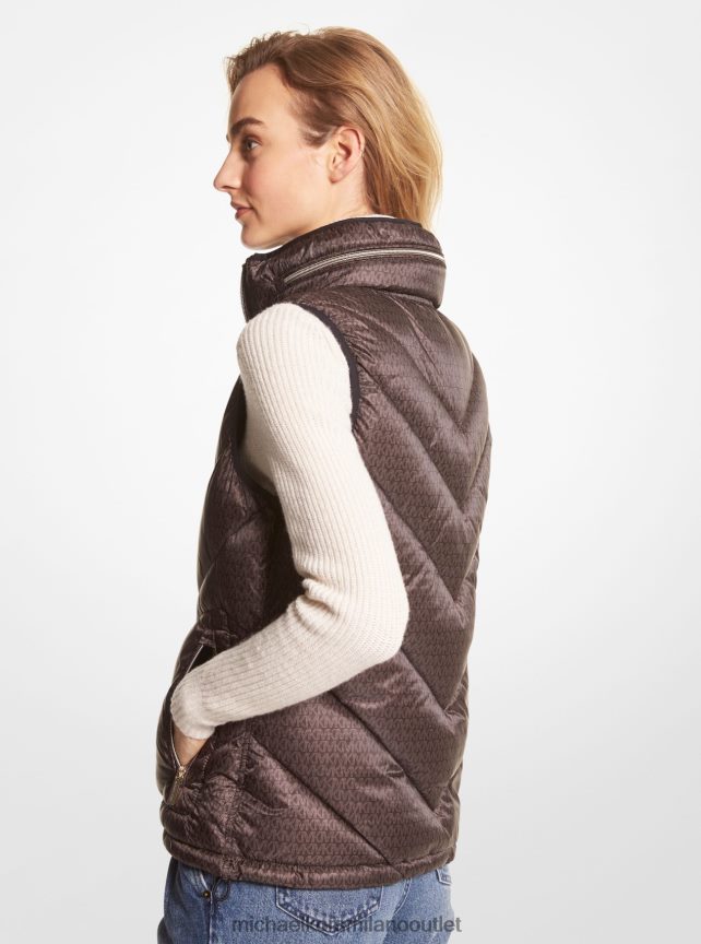 Michael Kors gilet trapuntato reversibile con stampa logo donne cioccolato P06L0L290 vestiario