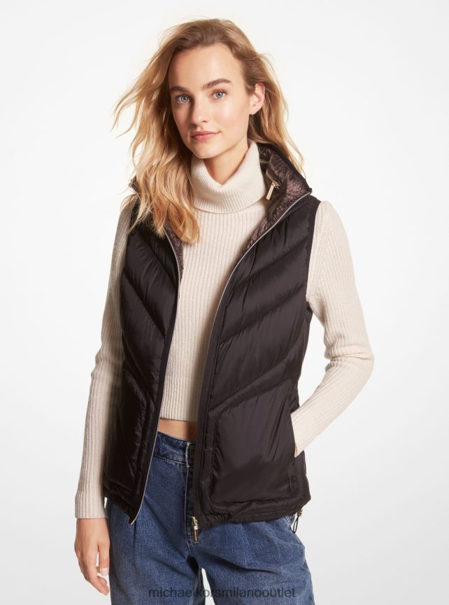 Michael Kors gilet trapuntato reversibile con stampa logo donne cioccolato P06L0L290 vestiario