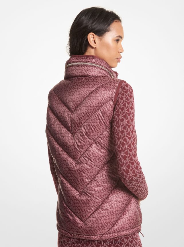 Michael Kors gilet trapuntato reversibile con stampa logo donne merlot P06L0L293 vestiario