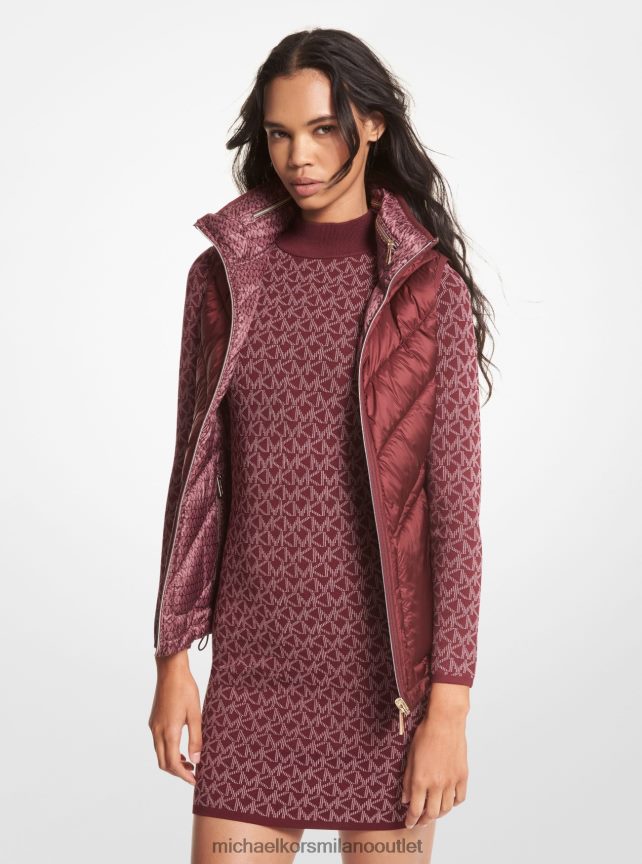 Michael Kors gilet trapuntato reversibile con stampa logo donne merlot P06L0L293 vestiario