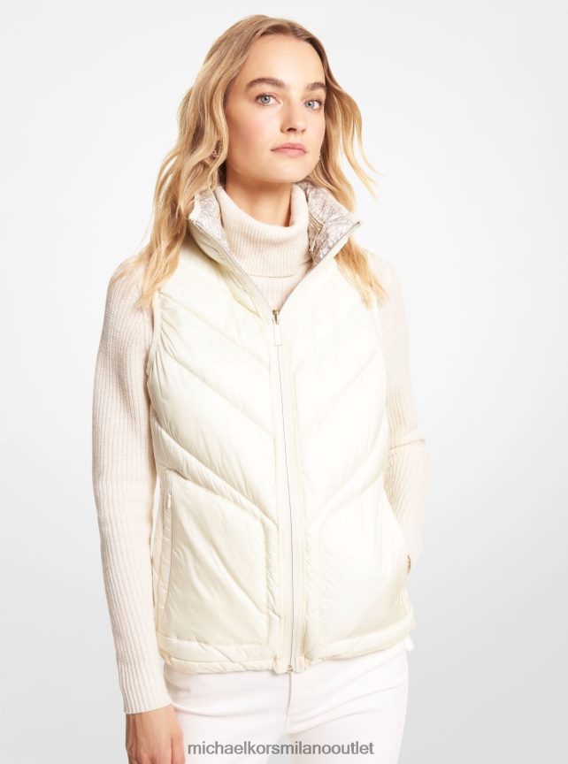 Michael Kors gilet trapuntato reversibile con stampa logo donne osso P06L0L296 vestiario