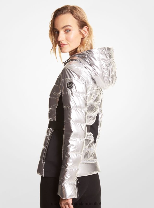 Michael Kors piumino metallico con cintura donne argento P06L0L356 vestiario