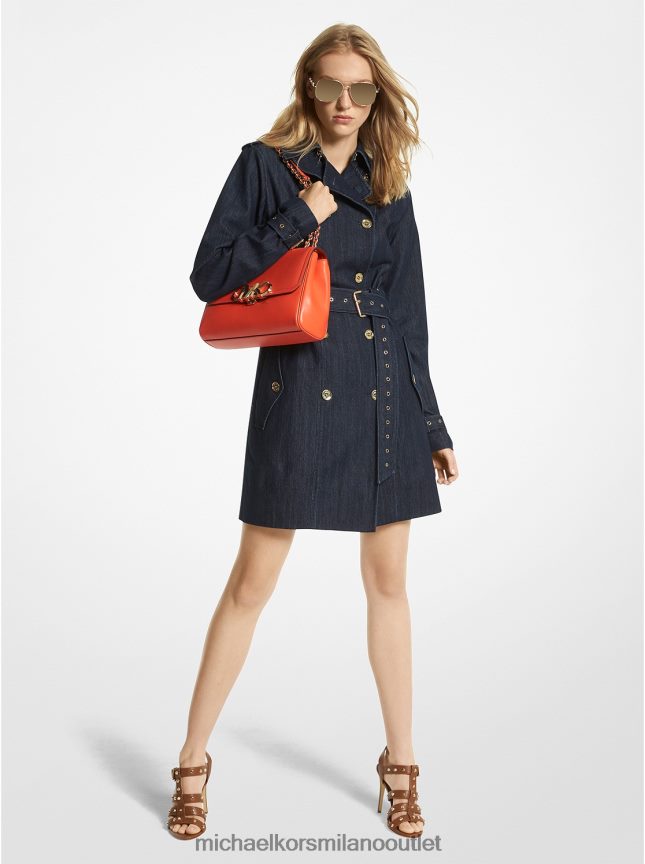 Michael Kors trench in denim elasticizzato con cintura donne risciacquo P06L0L193 vestiario
