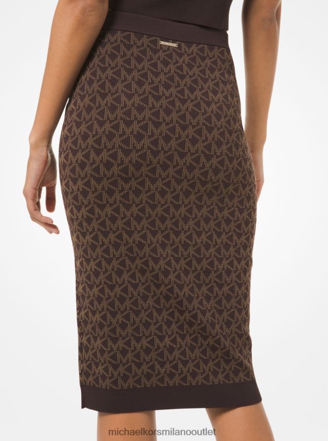 Michael Kors gonna a tubino in jacquard con logo donne cioccolato P06L0L619 vestiario