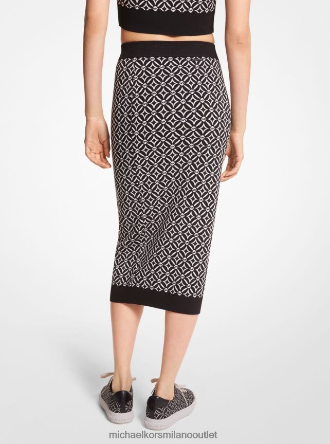Michael Kors gonna a tubino in jacquard con logo donne nero/osso P06L0L606 vestiario