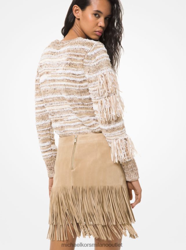 Michael Kors gonna in camoscio con frange donne cachi P06L0L623 vestiario