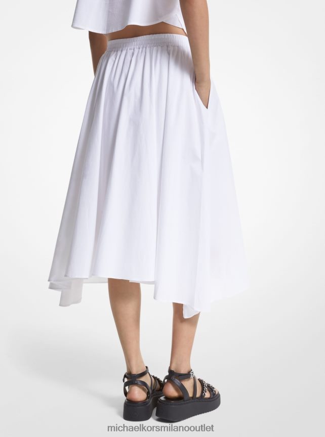 Michael Kors gonna midi a fazzoletto in popeline di cotone organico stretch donne bianco P06L0L580 vestiario