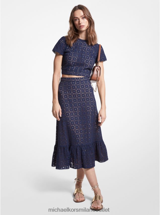 Michael Kors gonna midi con occhielli in cotone donne blu notte P06L0L576 vestiario