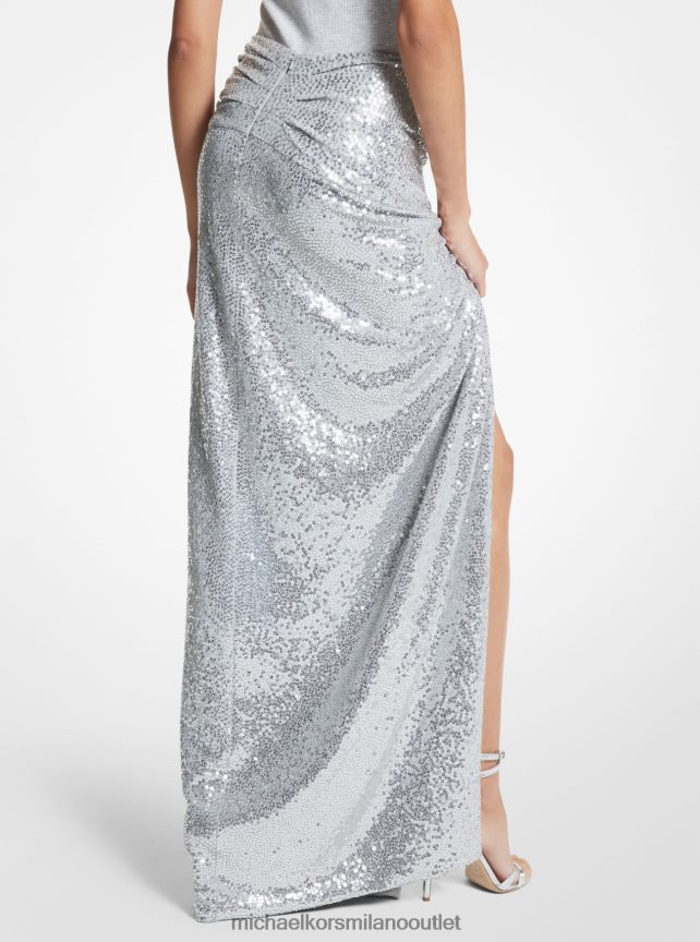 Michael Kors gonna pareo in jersey stretch con paillettes ricamate a mano della collezione donne grigio perla P06L0L3458 vestiario